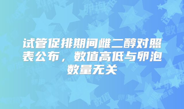 试管促排期间雌二醇对照表公布，数值高低与卵泡数量无关
