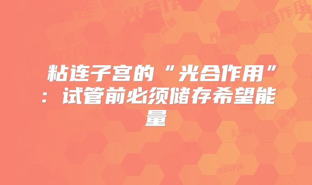 粘连子宫的“光合作用”:试管前必须储存希望能量
