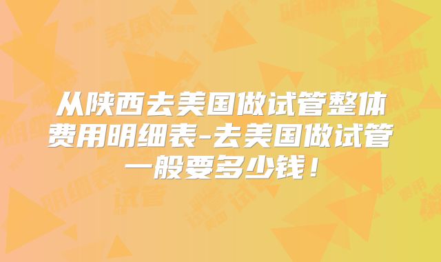 从陕西去美国做试管整体费用明细表-去美国做试管一般要多少钱!