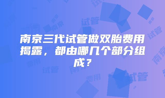 南京三代试管做双胎费用揭露,都由哪几个部分组成?