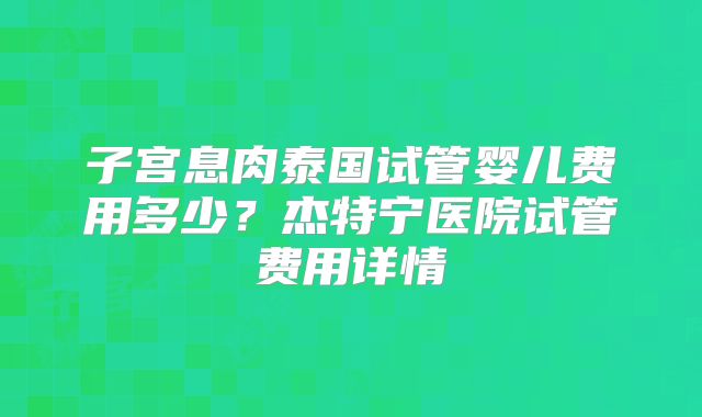 子宫息肉泰国试管婴儿费用多少？杰特宁医院试管费用详情