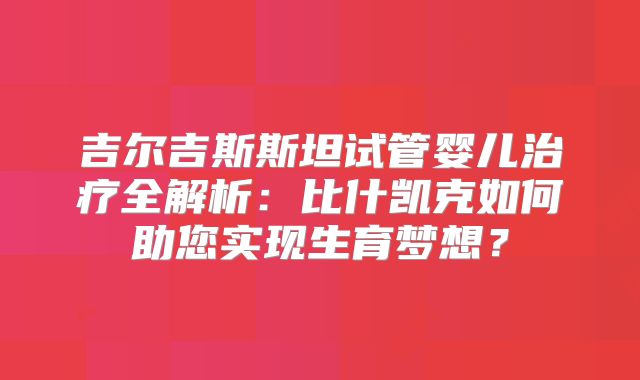 吉尔吉斯斯坦试管婴儿治疗全解析：比什凯克如何助您实现生育梦想？