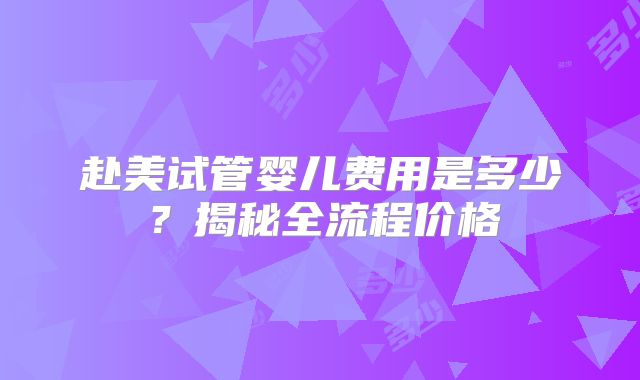 赴美试管婴儿费用是多少？揭秘全流程价格