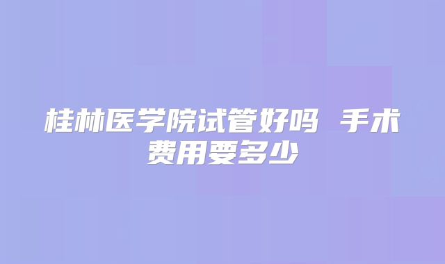 桂林医学院试管好吗 手术费用要多少