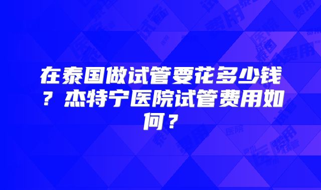 在泰国做试管要花多少钱？杰特宁医院试管费用如何？