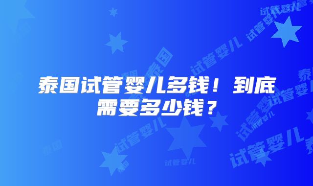 泰国试管婴儿多钱！到底需要多少钱？
