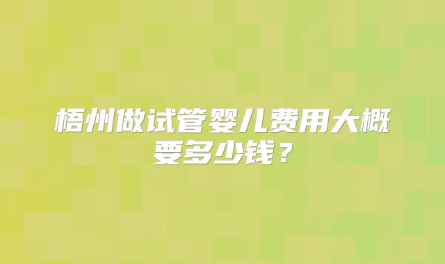 梧州做试管婴儿费用大概要多少钱？