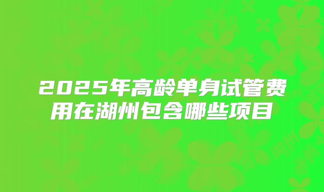 2025年高龄单身试管费用在湖州包含哪些项目