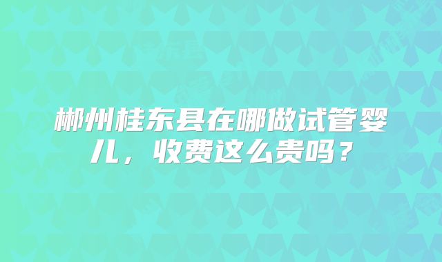郴州桂东县在哪做试管婴儿，收费这么贵吗？