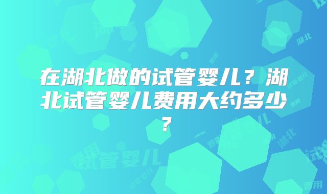 在湖北做的试管婴儿？湖北试管婴儿费用大约多少？