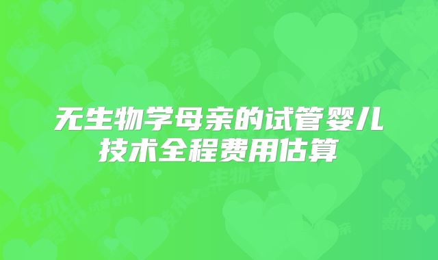 无生物学母亲的试管婴儿技术全程费用估算
