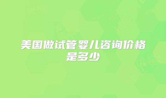 美国做试管婴儿咨询价格是多少