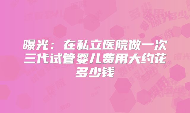 曝光：在私立医院做一次三代试管婴儿费用大约花多少钱