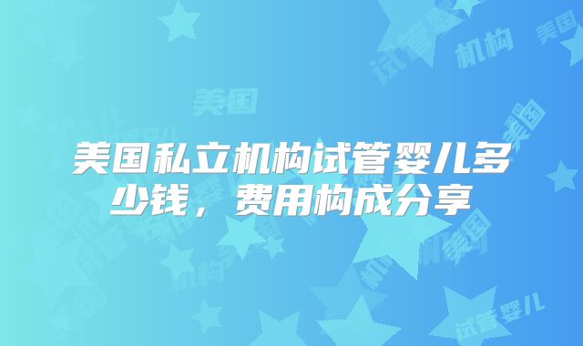 美国私立机构试管婴儿多少钱，费用构成分享