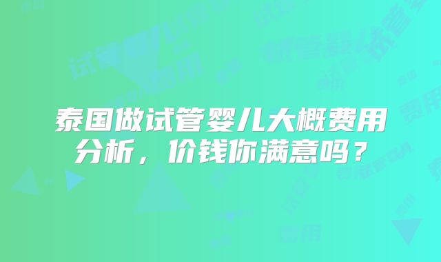 泰国做试管婴儿大概费用分析,价钱你满意吗?