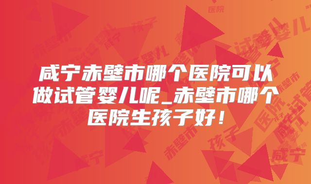 咸宁赤壁市哪个医院可以做试管婴儿呢_赤壁市哪个医院生孩子好！