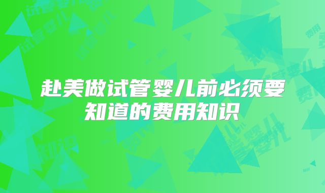 赴美做试管婴儿前必须要知道的费用知识