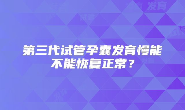 第三代试管孕囊发育慢能不能恢复正常？