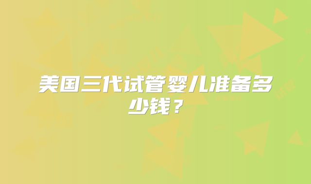 美国三代试管婴儿准备多少钱？