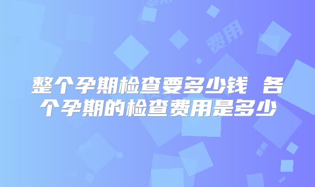 整个孕期检查要多少钱 各个孕期的检查费用是多少