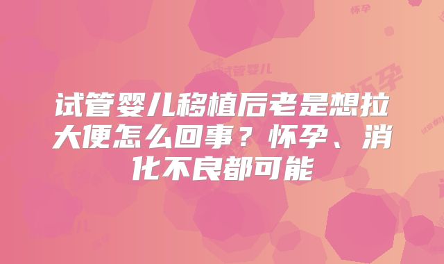 试管婴儿移植后老是想拉大便怎么回事?怀孕、消化不良都可能
