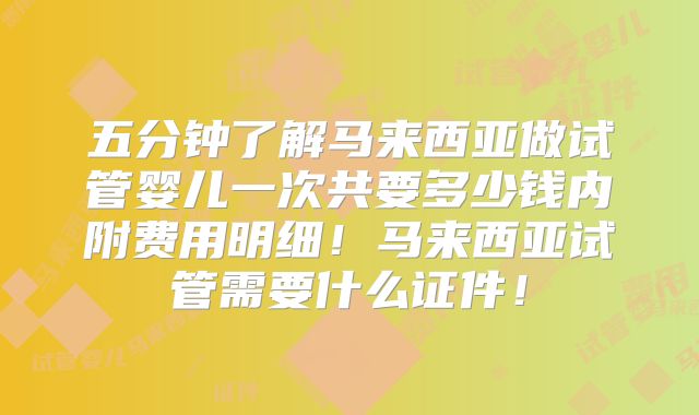五分钟了解马来西亚做试管婴儿一次共要多少钱内附费用明细！马来西亚试管需要什么证件！