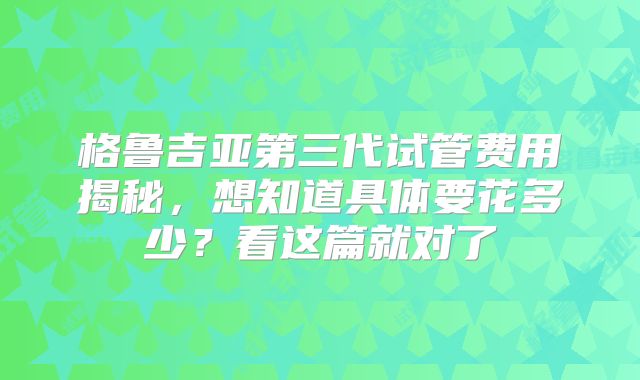 格鲁吉亚第三代试管费用揭秘，想知道具体要花多少？看这篇就对了