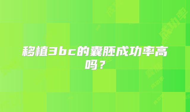 移植3bc的囊胚成功率高吗？