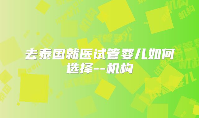 去泰国就医试管婴儿如何选择--机构