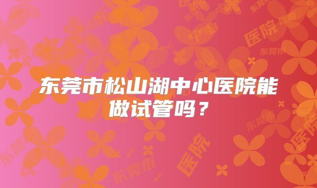 东莞市松山湖中心医院能做试管吗?
