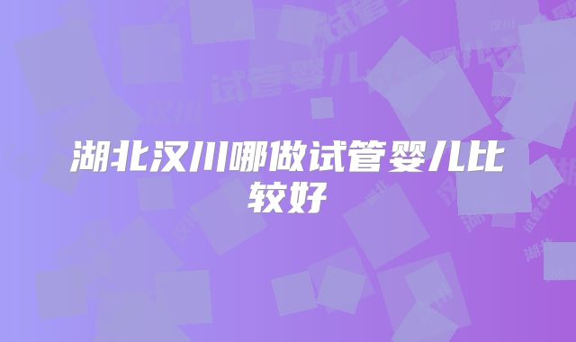 湖北汉川哪做试管婴儿比较好