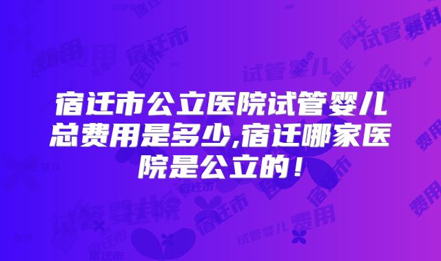宿迁市公立医院试管婴儿总费用是多少,宿迁哪家医院是公立的!