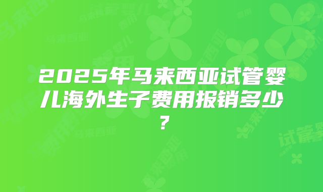 2025年马来西亚试管婴儿海外生子费用报销多少？