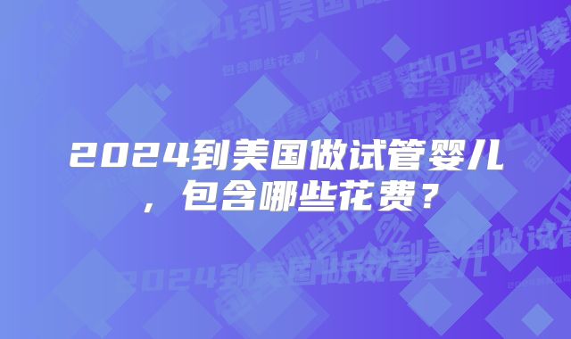 2024到美国做试管婴儿，包含哪些花费？