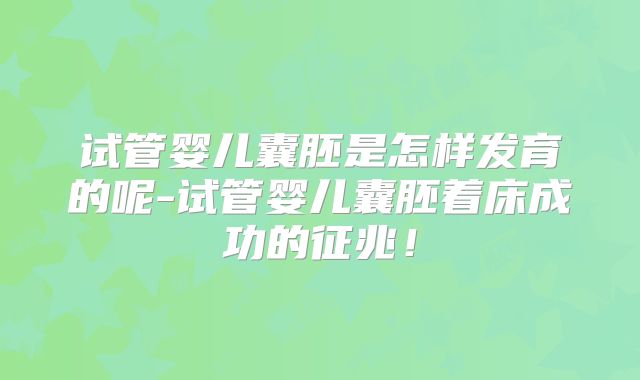 试管婴儿囊胚是怎样发育的呢-试管婴儿囊胚着床成功的征兆!