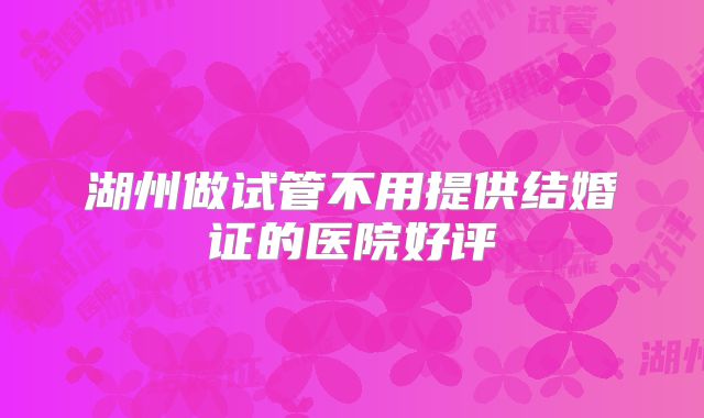 湖州做试管不用提供结婚证的医院好评