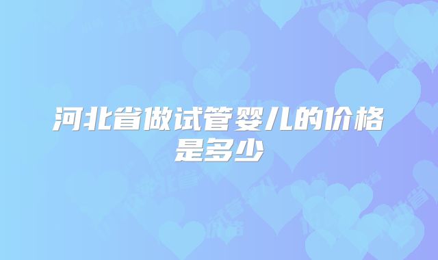 河北省做试管婴儿的价格是多少