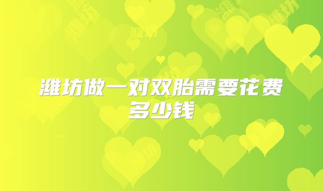 潍坊做一对双胎需要花费多少钱