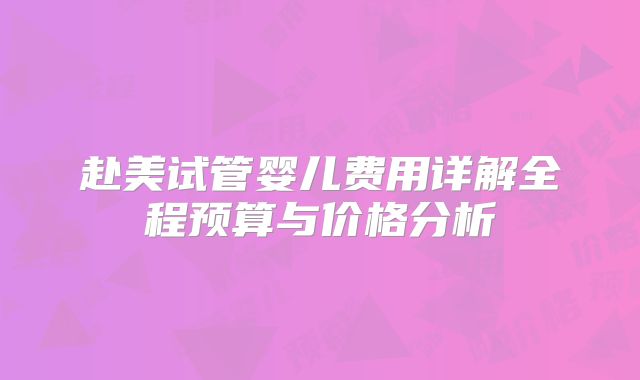 赴美试管婴儿费用详解全程预算与价格分析