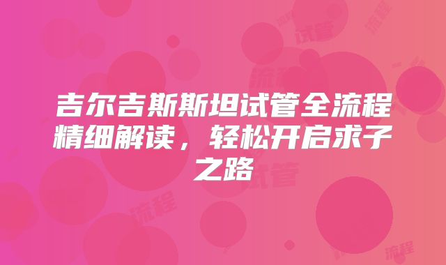 吉尔吉斯斯坦试管全流程精细解读，轻松开启求子之路