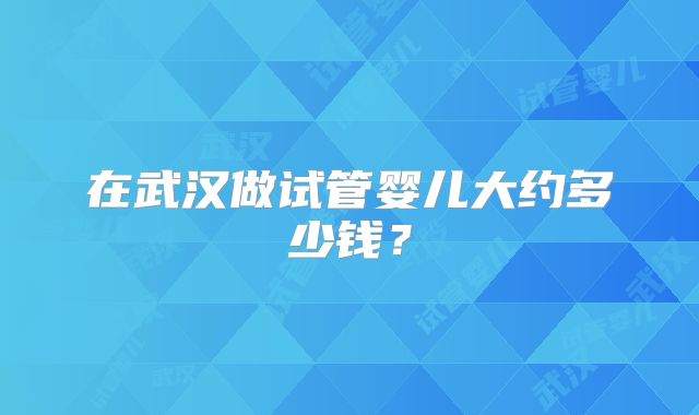 在武汉做试管婴儿大约多少钱？