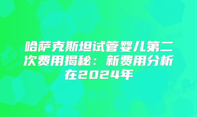 哈萨克斯坦试管婴儿第二次费用揭秘：新费用分析在2024年