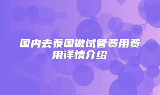 国内去泰国做试管费用费用详情介绍