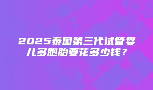 2025泰国第三代试管婴儿多胞胎要花多少钱?
