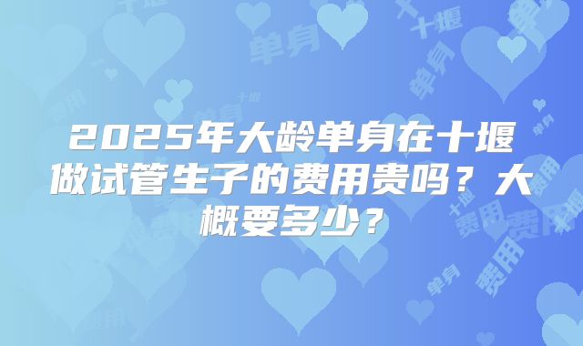 2025年大龄单身在十堰做试管生子的费用贵吗？大概要多少？