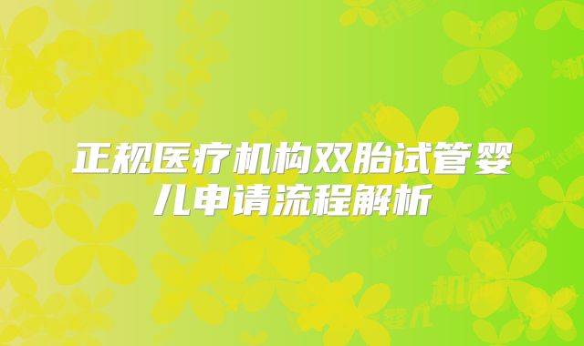正规医疗机构双胎试管婴儿申请流程解析