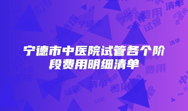 宁德市中医院试管各个阶段费用明细清单