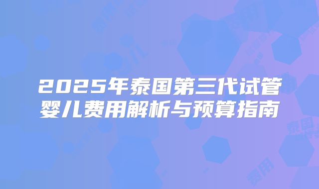 2025年泰国第三代试管婴儿费用解析与预算指南