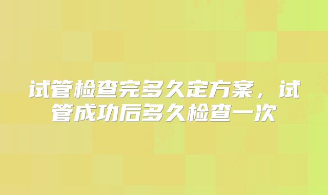 试管检查完多久定方案，试管成功后多久检查一次