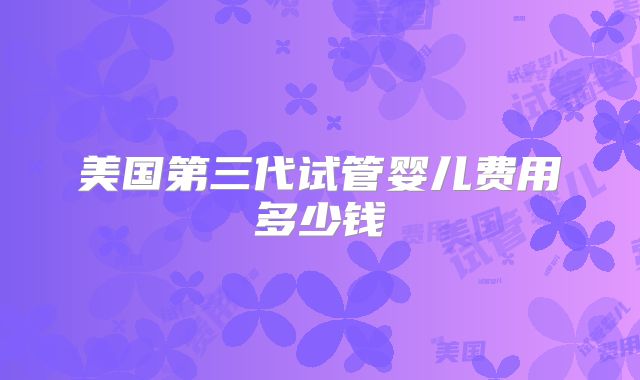 美国第三代试管婴儿费用多少钱